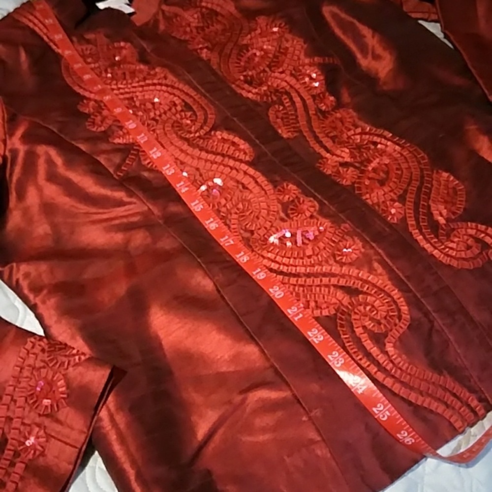 Chicos Red Sequinned Button Up Jacket - image 4